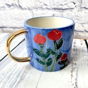 Anthropologie Francesca Kaye Coffee Tea Mug Cup Floral Atelier Art Ceramic 14 oz
